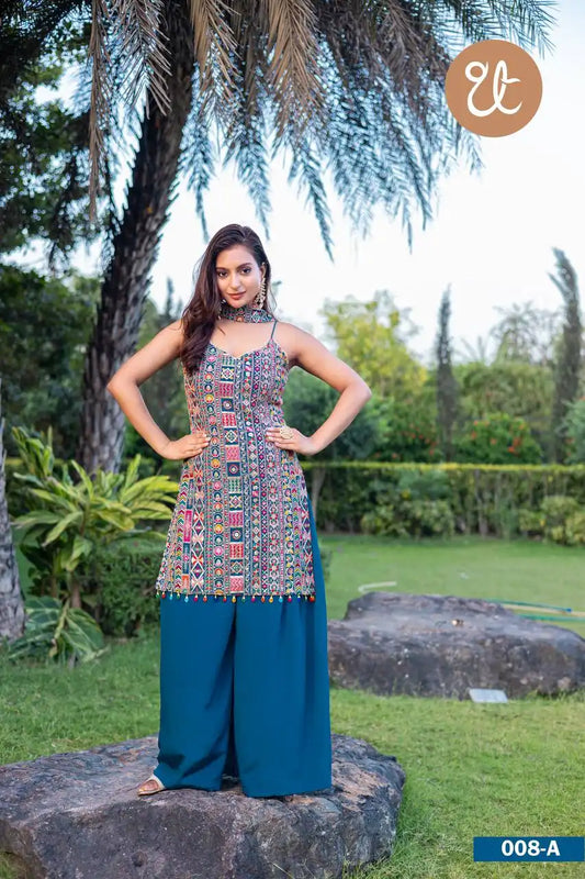 Threadthrill Vol 8 Chinon Western Plazo Kurti Dupatta