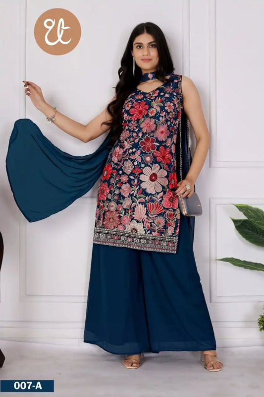 Threadthrill Vol 7 Georgette Western Plazo Top With Dupatta