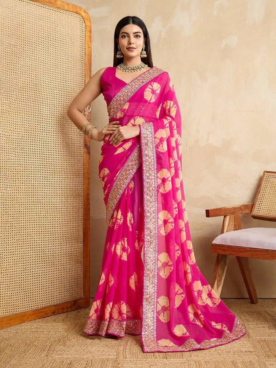 Kiara Suryamukhi Soft Georgette Sarees Bandhani Print
