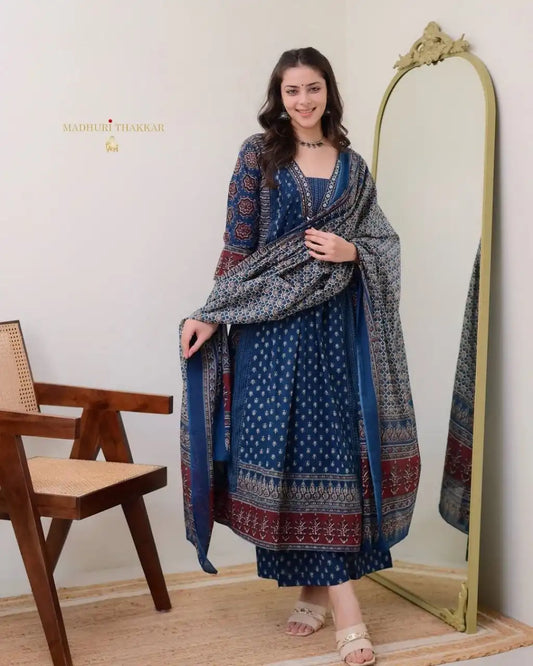 Yasu Vol 52 Mal Cotton Anarkali Kurti Pant Dupatta