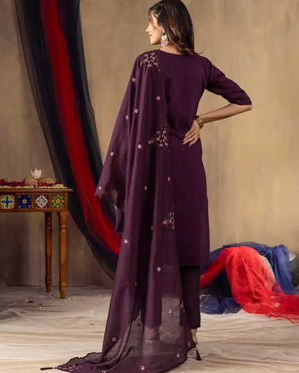 Lila 04 Roman Silk 3Pc Readymade Design Hand Work 2025
