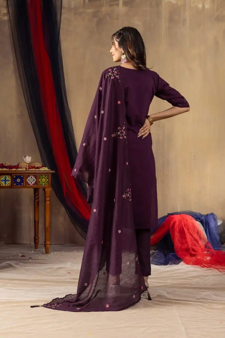 Lila 04 Roman Silk 3Pc Readymade Design Hand Work 2025