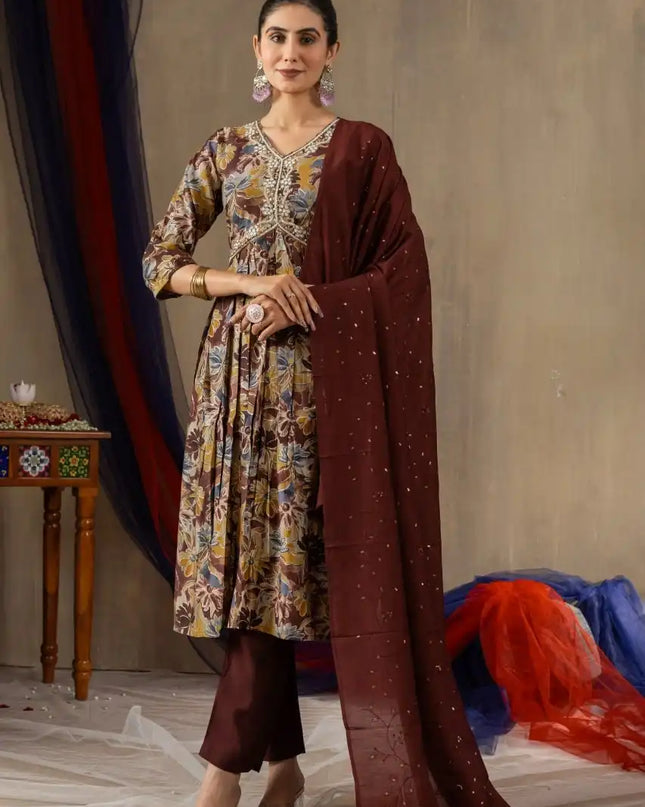 Lila 05 Modal Print Dress With Embroidery Work Collection 2025