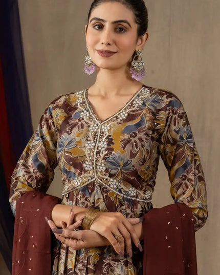 Lila 05 Modal Print Dress With Embroidery Work Collection 2025