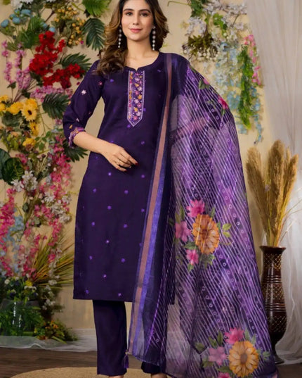 Lila 08 Viscose Roman Silk Blue Salwar Suit With Thread Work 2025