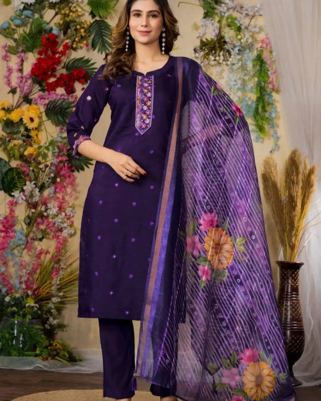 Lila 08 Viscose Roman Silk Blue Salwar Suit With Thread Work 2025