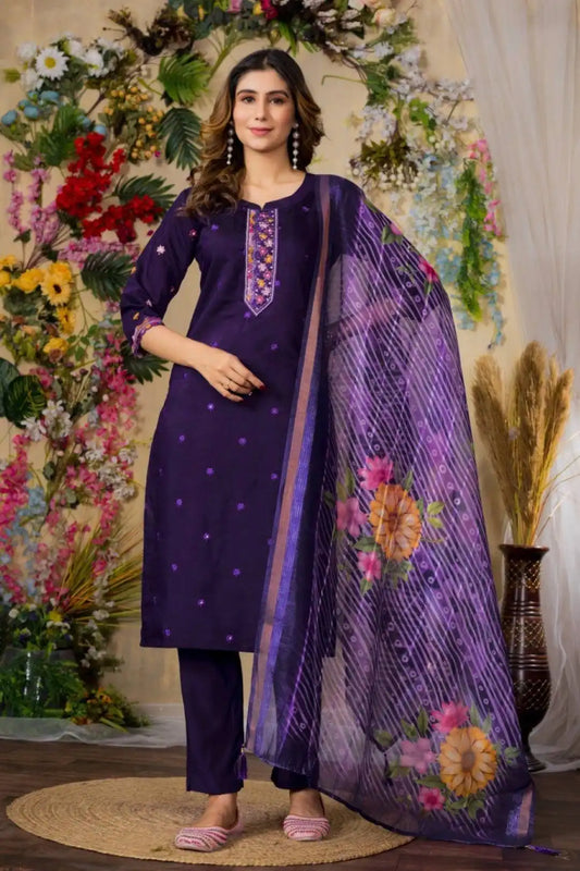 Lila 08 Viscose Roman Silk Blue Salwar Suit With Thread Work 2025