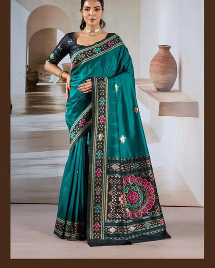 Rajtex Pure Patola  Handloom Weaving Silk Saree Skyblue