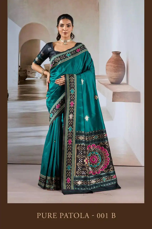 Rajtex Pure Patola  Handloom Weaving Silk Saree Skyblue