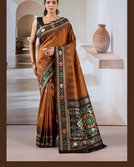 Rajtex Pure Patola  Handloom Weaving Silk Saree Copper