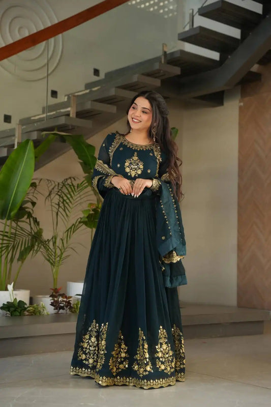 Mohini 9227 Georgette Anarkali Jade Color Gown With Dupatta 2025