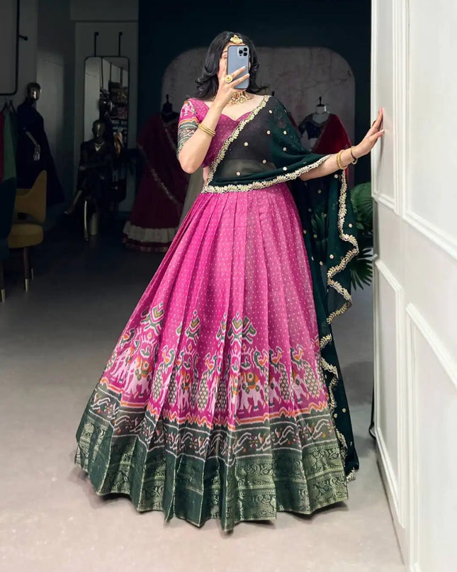 WMN 1240 Pink Color Kanchipuram Lehenga Choli For Girl Online 2025