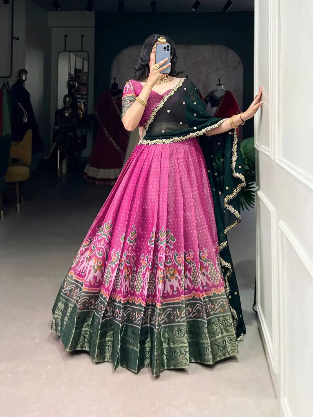 WMN 1240 Pink Color Kanchipuram Lehenga Choli For Girl Online 2025