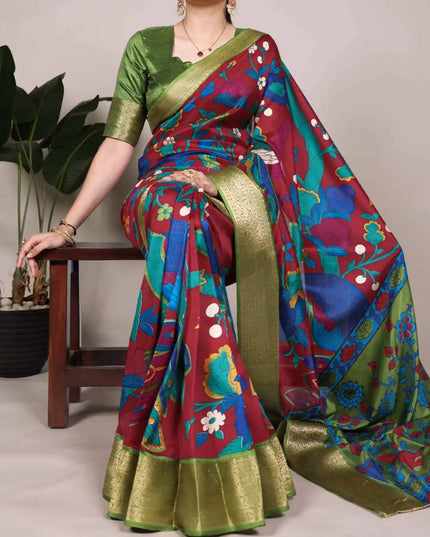 WMN  Tussar Silk Saree Online Yellowgreen