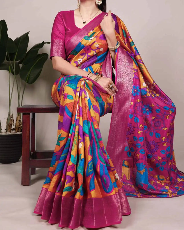 WMN  Tussar Silk Saree Online Redviolet