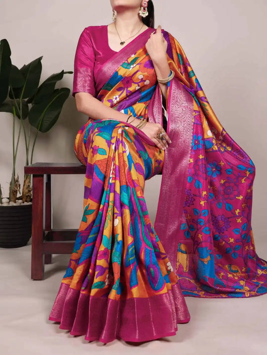 WMN  Tussar Silk Saree Online Redviolet