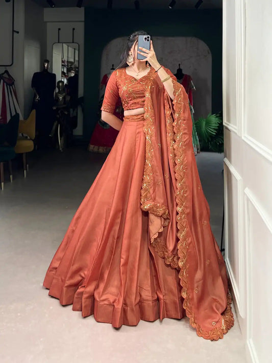 WMN 1441 Korean Pure Tussar Lehenga Choli 2025