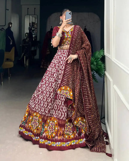 WMN 1743 Maroon Color Tusaar Silk Navratri Lehenga Choli 2025