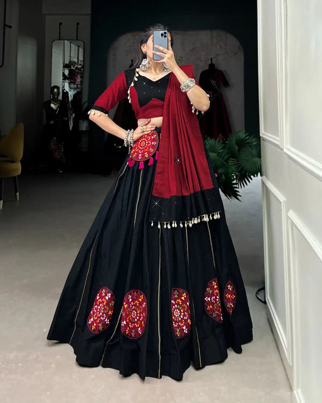 WMN 1603 Pure Cotton Black Navratri Chaniya Choli 2025