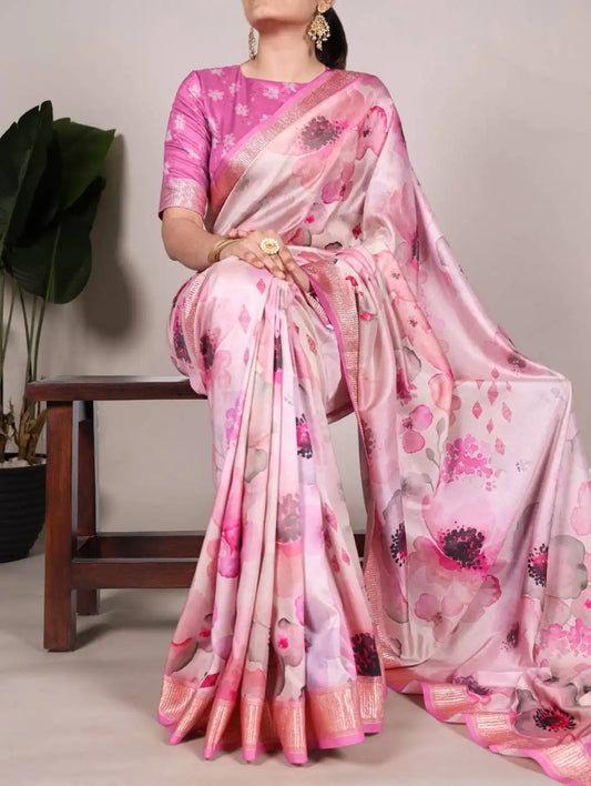 WMN  Tussar Silk Designer Wear Saree For Women Violet