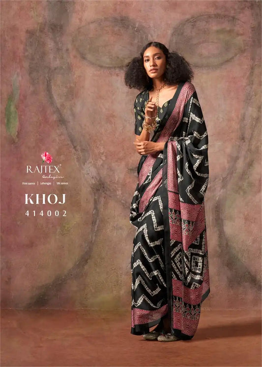 Rajtex Khoj Ajrakh Print Satin Georgette Saree 414002