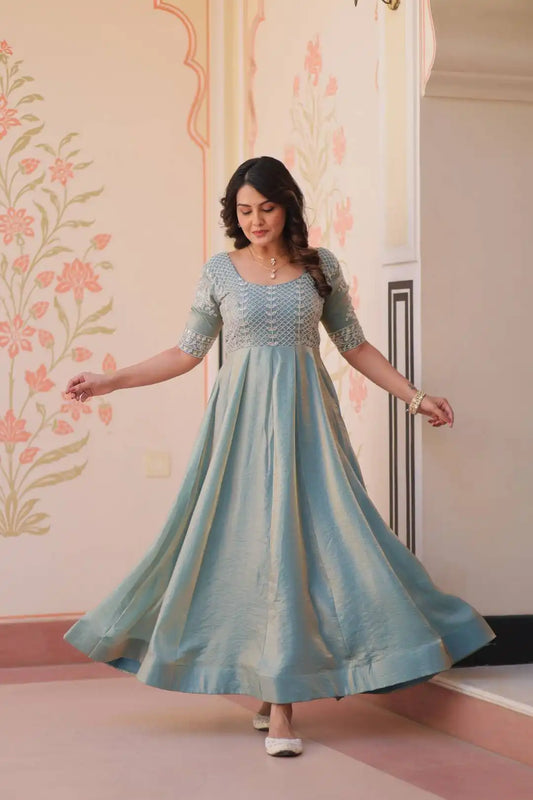 Mohini 9239 Sky Blue Fendy Silk Embroidery Gown Dress For Women 2025