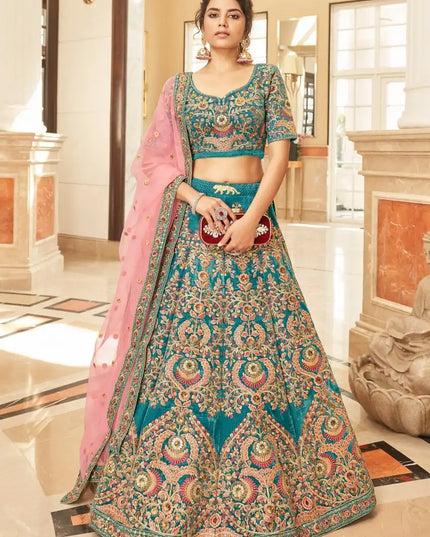 Zeel Cultural Vol 3 7071 Teal Velvet Wedding lehenga Choli 2025
