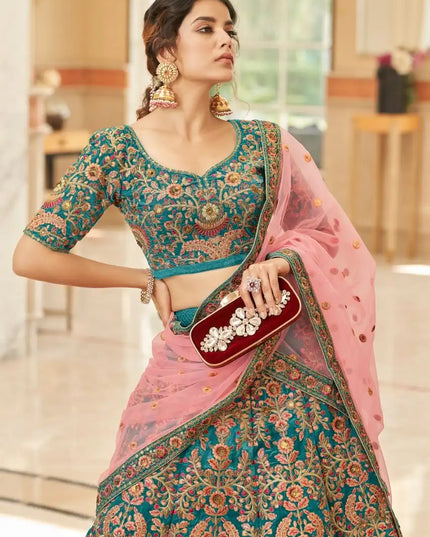 Zeel Cultural Vol 3 7071 Teal Velvet Wedding lehenga Choli 2025