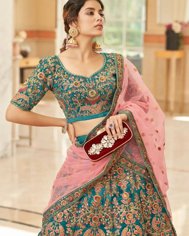 Zeel Cultural Vol 3 7071 Teal Velvet Wedding lehenga Choli 2025