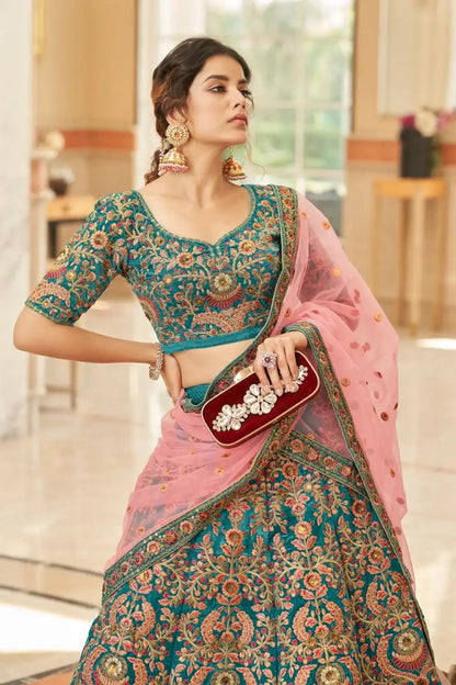Zeel Cultural Vol 3 7071 Teal Velvet Wedding lehenga Choli 2025