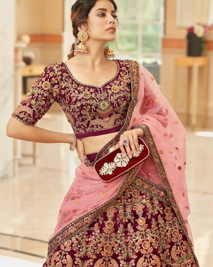 Zeel Cultural Vol 3 7071 Maroon Velvet Wedding lehenga Choli 2025