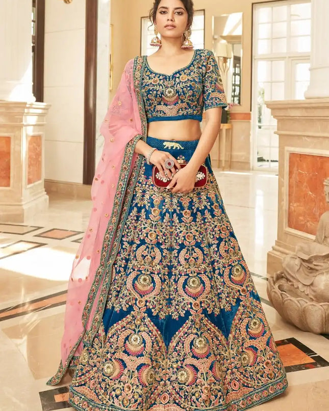 Zeel Cultural Vol 3 7071 Blue Velvet Wedding lehenga Choli 2025
