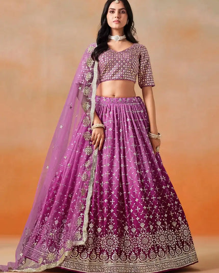 Zeel 7086 Rani Pink Georgette Lehenga Choli Party Wear Collection