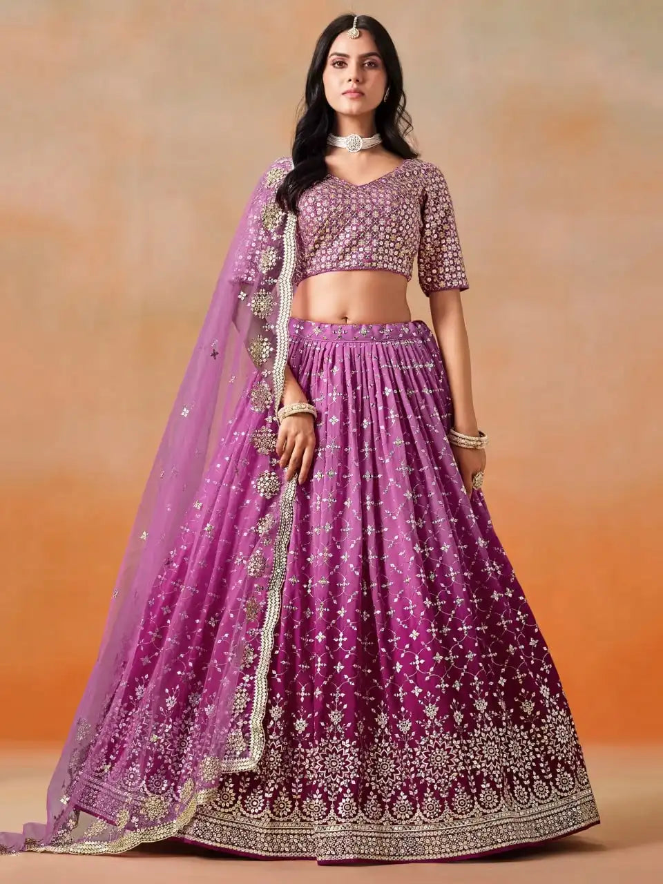 Zeel 7086 Rani Pink Georgette Lehenga Choli Party Wear Collection