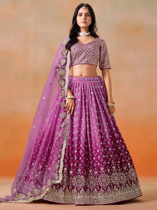 Zeel 7086 Rani Pink Georgette Lehenga Choli Party Wear Collection