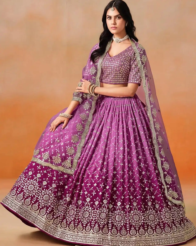 Zeel 7086 Rani Pink Georgette Lehenga Choli Party Wear Collection
