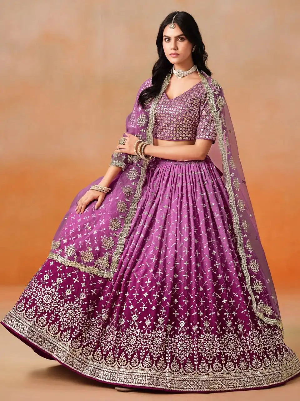 Zeel 7086 Rani Pink Georgette Lehenga Choli Party Wear Collection