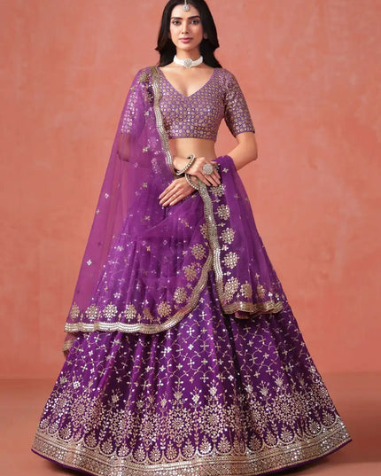 Zeel 7086 Purple Georgette Lehenga Choli Party Wear Collection