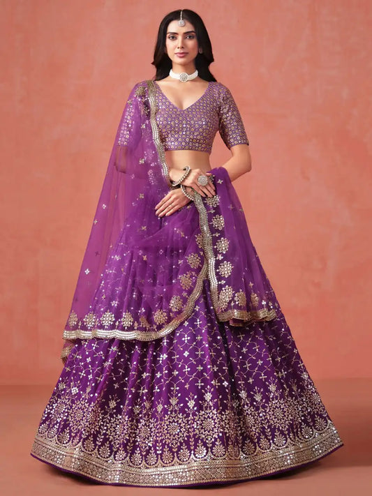 Zeel 7086 Purple Georgette Lehenga Choli Party Wear Collection