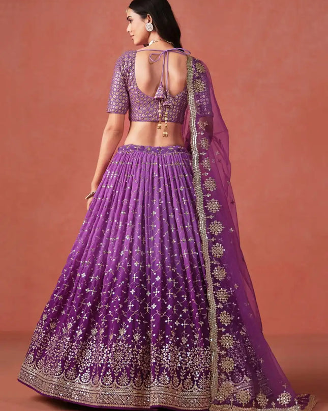 Zeel 7086 Purple Georgette Lehenga Choli Party Wear Collection