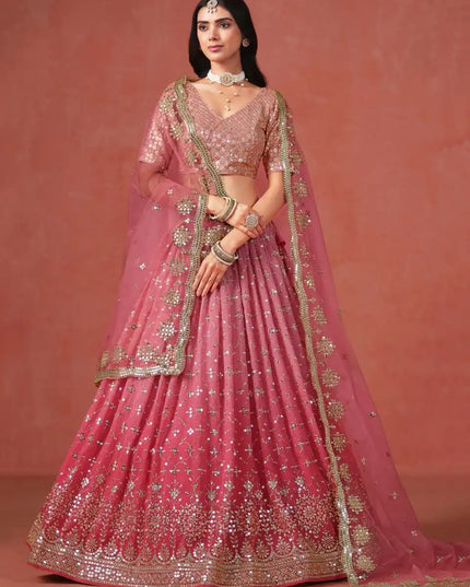 Zeel 7086 Peach Georgette Lehenga Choli Party Wear Collection