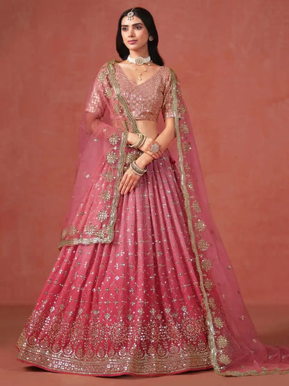 Zeel 7086 Peach Georgette Lehenga Choli Party Wear Collection