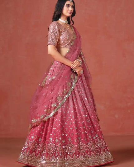 Zeel 7086 Peach Georgette Lehenga Choli Party Wear Collection