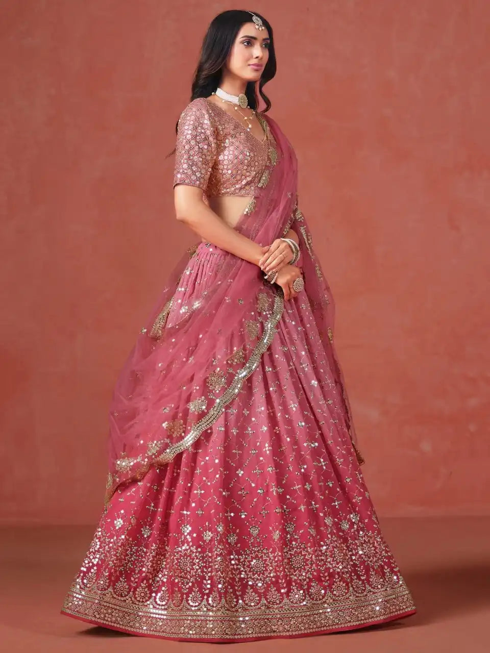 Zeel 7086 Peach Georgette Lehenga Choli Party Wear Collection