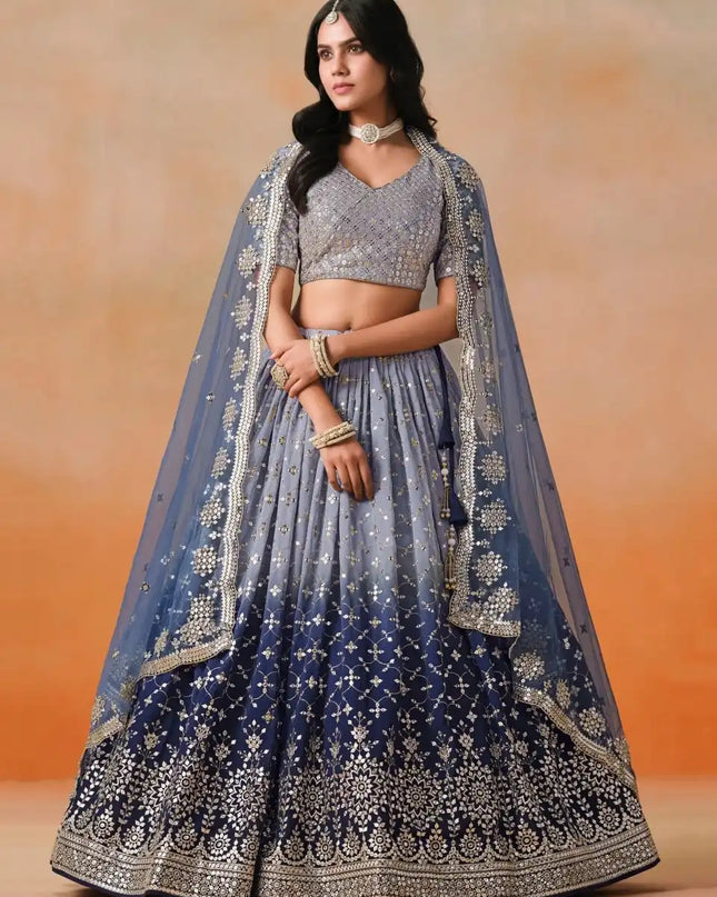 Zeel 7086 Navy Blue Georgette Lehenga Choli Party Wear Collection