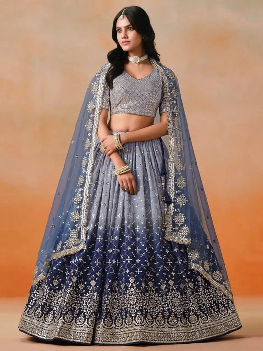 Zeel 7086 Navy Blue Georgette Lehenga Choli Party Wear Collection