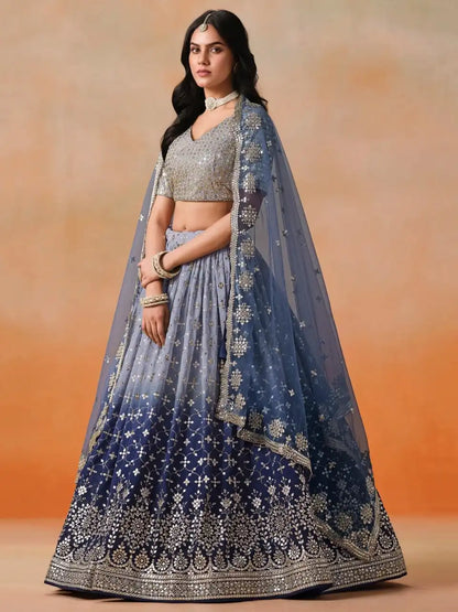 Zeel 7086 Navy Blue Georgette Lehenga Choli Party Wear Collection