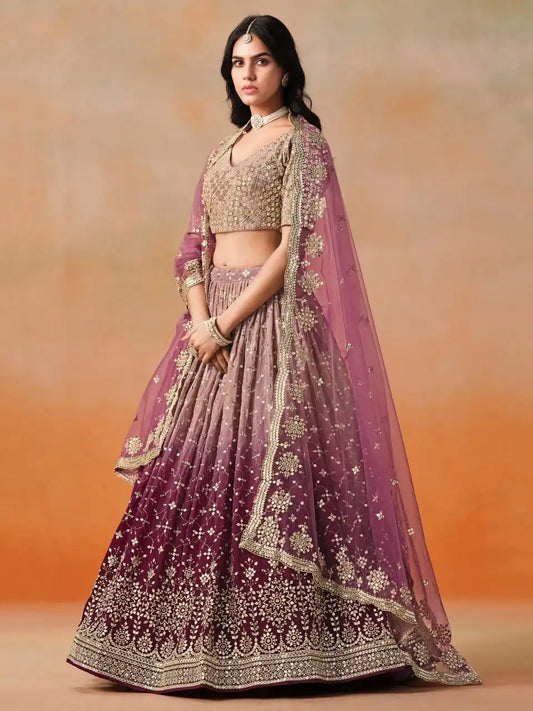Zeel 7086 Maroon Georgette Lehenga Choli Sequins Embroidery Work