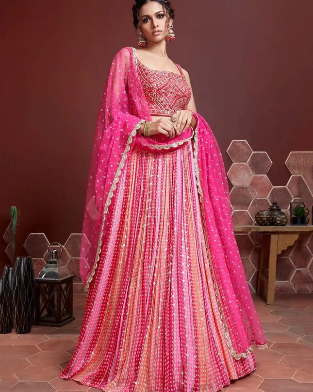 Zeel 108 Pink Chinon Silk Lehenga Choli Heavy Work Wedding Collection