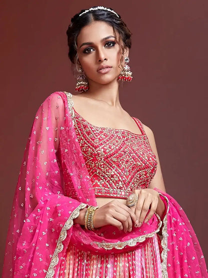 Zeel 108 Pink Chinon Silk Lehenga Choli Heavy Work Wedding Collection